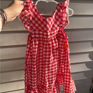 Vintage Handmade Red Gingham Kids Dress